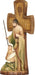 12" H Stained Wood Cross Holy Family Figurine