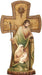 12" H Stained Wood Cross Holy Family Figurine