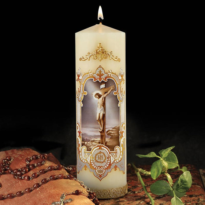 8"H Crucifixion Devotional Candle