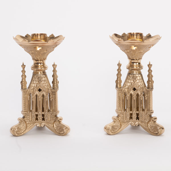 9.75" Traditional Gothic Style Short Candlestick