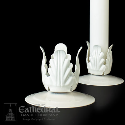 Vela Christian Rites RCIA con soporte de metal blanco (2 piezas)