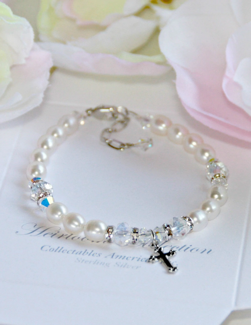 Freshwater Pearls and swarovski Crystals Girls Bracelet