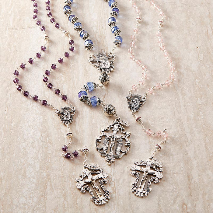 Amethyst Diamond-Cut Crystal Rosary - Paola Carola Collection