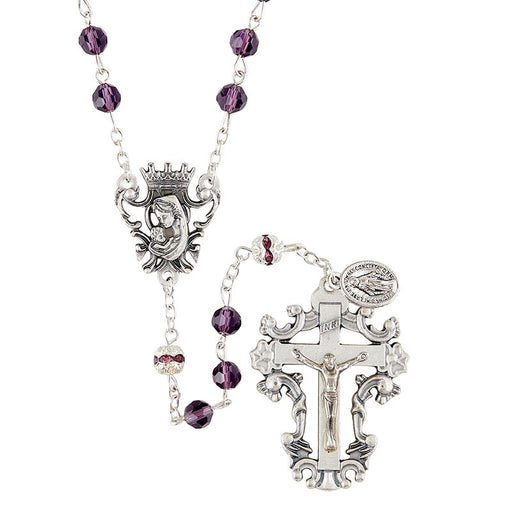 Amethyst Diamond-Cut Crystal Rosary - Paola Carola Collection