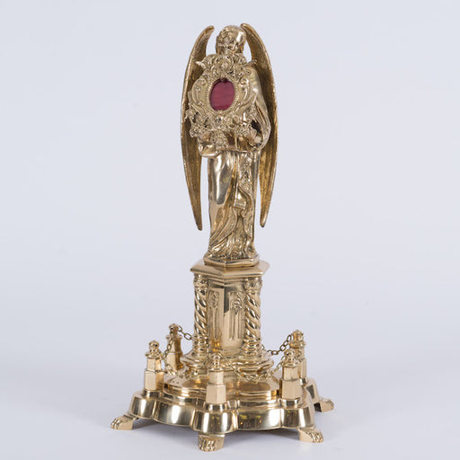 Angel Relic Shrine Extra Large Angel Relic Shrine Large brass Angel statue holding up Reliquary traditional reliquary style traditional reliquary antique style