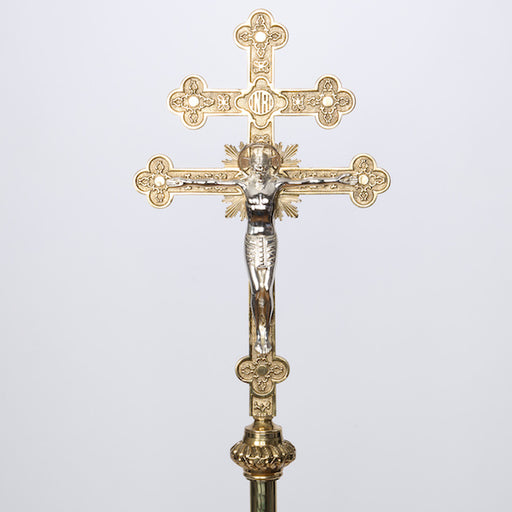 Archbishop Processional Crucifix Arch Bishop Processional Cross- Metropolitan Cross (Arch-Episcopal Cross) set atop a 50" brass pole.