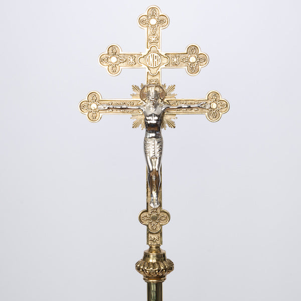 Archbishop Processional Crucifix Arch Bishop Processional Cross- Metropolitan Cross (Arch-Episcopal Cross) set atop a 50" brass pole.