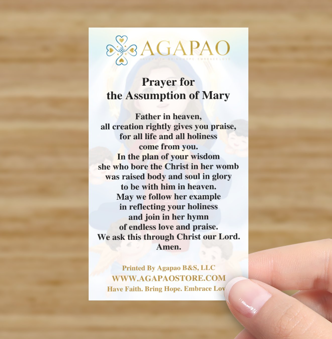 Assumption of The Blessed Virgin Mary Prayer Card for Children