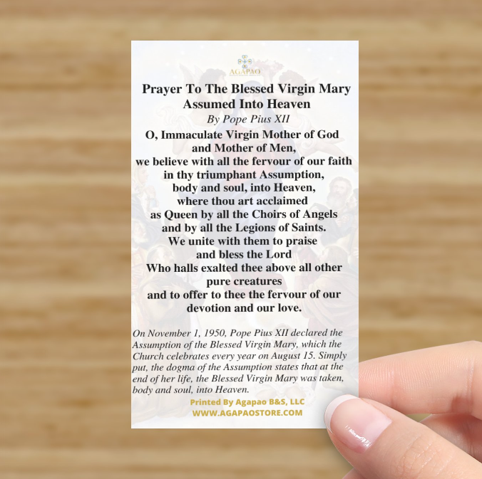 Assumption of The Blessed Virgin Mary Prayer Card