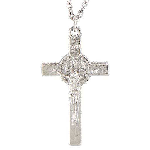 Silver St. Benedict Crucifix Cross Necklace