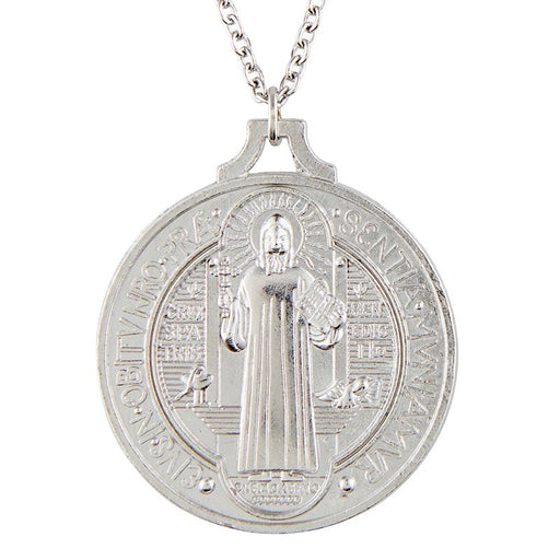 St Benedict Medal with 24" L Stainless Steel Chain - 6 Pieces Per Package Holy Medals Holy Medal Necklace Medals for Protection Necklace for Protection