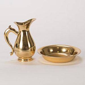 Bishop Lavabo Set Lavabo Set, Bishop Ewer and Basin Set. Polished Brass and Lacquered Lavabo Set.