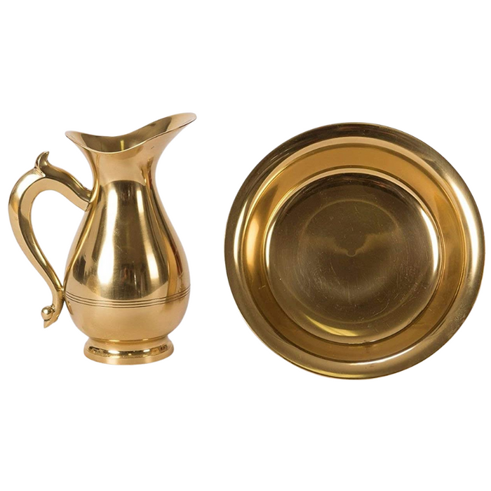 Bishop Lavabo Set Lavabo Set, Bishop Ewer and Basin Set. Polished Brass and Lacquered Lavabo Set.