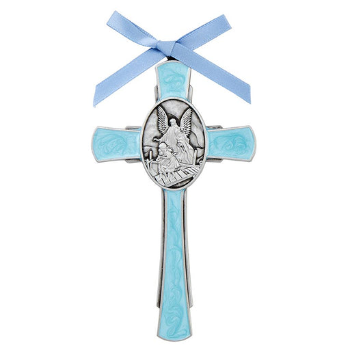 Blue Enamel Guardian Angel Cross