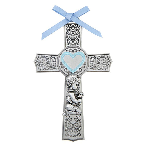 Blue Praying Boy Crib Cross