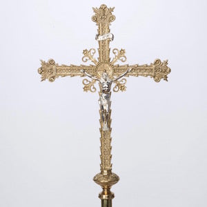 Brass Processional Crucifix Processional cross- no rays silver plated corpus