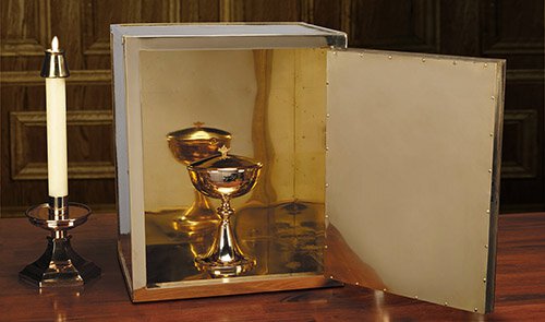 Brass Tabernacle - Ornate Chalice & Host