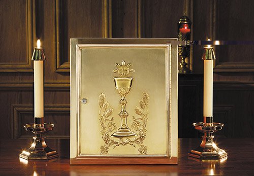 Brass Tabernacle - Ornate Chalice & Host