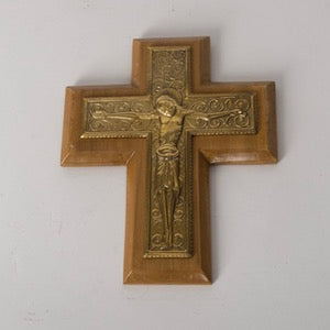 Byzantine Wall Crucifix on Hand Carved Wood Silver Plated or Brass Byzantine Crucifix on Wood Backing