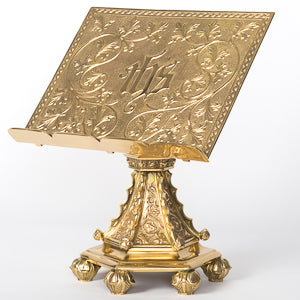 Cathedral Style Missal Bible Sacramentary Stand in Solid Brass Polished Brass and Lacquered Missal Stand- Adjustable height Book Rest.