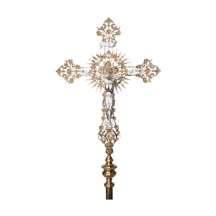 Cathedral Style Processional Crucifix in Solid Brass