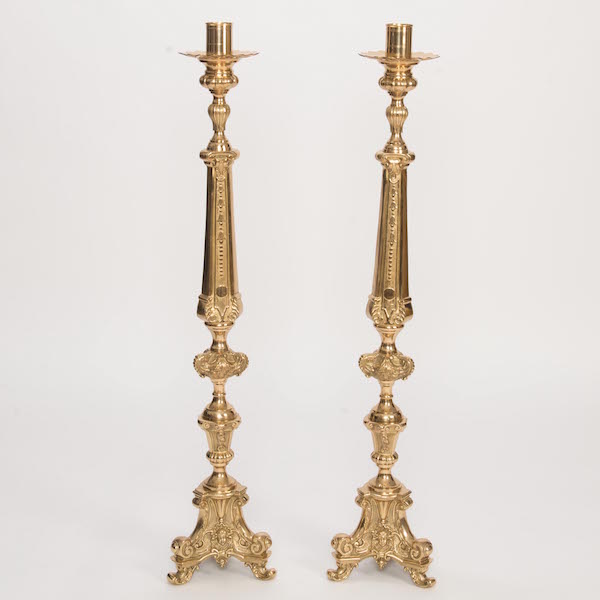 Cathedral Style Solid Brass Church Altar Candlestick