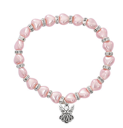 Child's Pink Heart Guardian Angel Bracelet