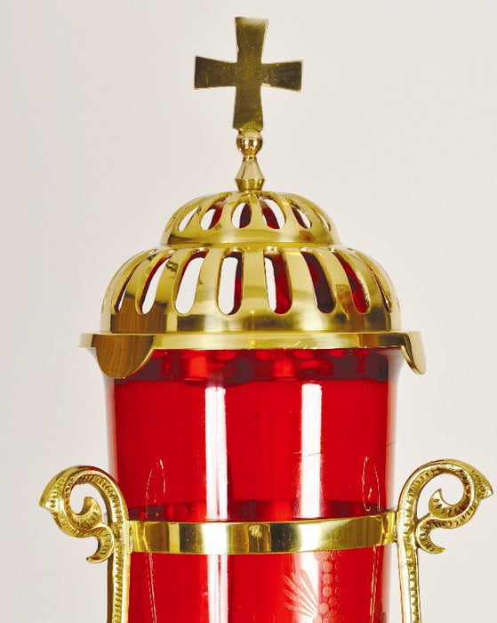 Classic Sanctuary Lamp Solid Brass Smoke Cap Polished Brass and Lacquered Sanctuary Lamp Smoke Cap Classic Church Sanctuary Lamp Smoke Cap in Solid Brass