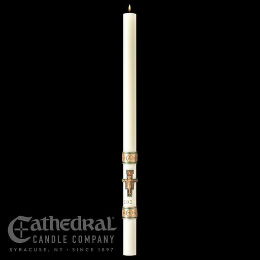 Cross of St. Francis Paschal Candle - Cathedral Candle - Beeswax - 18 Sizes