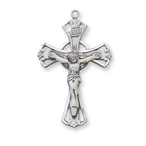 Crucifix Sterling Silver with 18" Rhodium Plated Chain