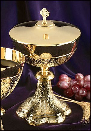 Embossed Vines Ciborium with Celtic Cross Cover