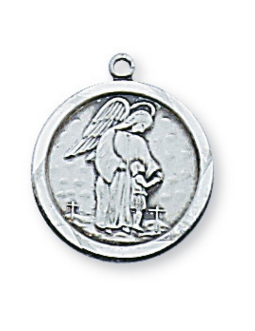 Engravable Sterling Silver Guardian Angel Medal w/ 18" Rhodium Chain Engravable Sterling Silver Guardian Angel Medal Engravable Sterling Silver Guardian Angel necklace