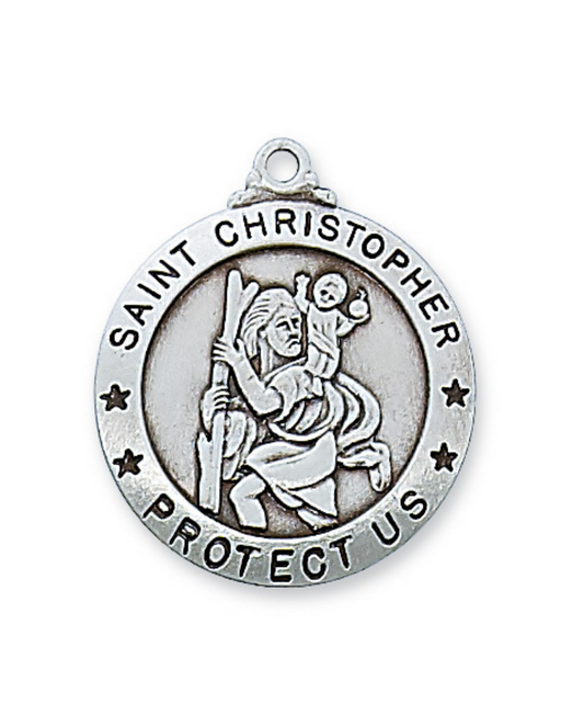 Engravable Sterling Silver St. Christopher Medal w/ 24" Rhodium Plated Chain Engravable Sterling Silver St. Christopher Medal Engravable Sterling Silver St. Christopher necklace