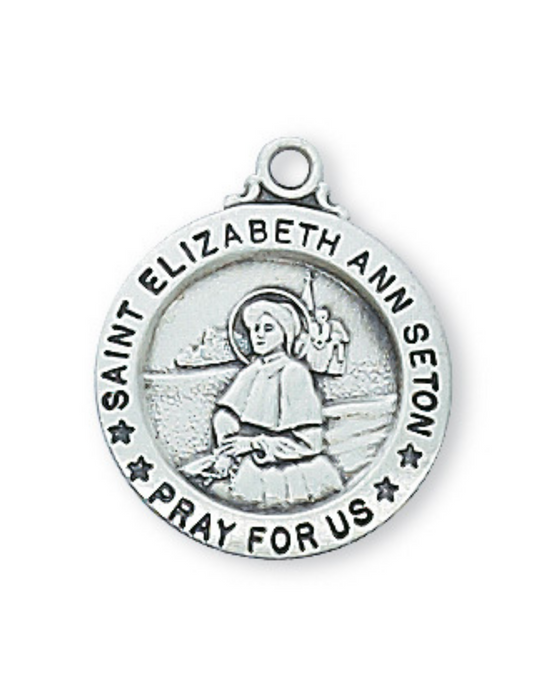 Engravable Sterling Silver St. Elizabeth Ann Seton Medal w/ 18" Rhodium Chain Engravable Sterling Silver St. Elizabeth Ann Seton Medal Engravable Sterling Silver St. Elizabeth Ann Seton necklace