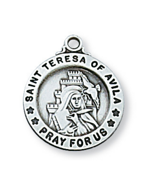 Engravable Sterling Silver St. Teresa of Avila Medal w/ 18" Rhodium Chain Engravable Sterling Silver St. Teresa of Avila Medal Engravable Sterling Silver St. Teresa of Avila necklace