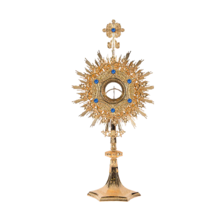 European Monstrance and Glass Enclosed Luna with Gems