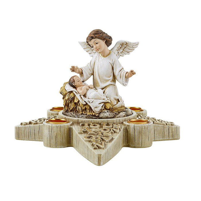 5" Nativity Angel Advent Two Piece Candleholder