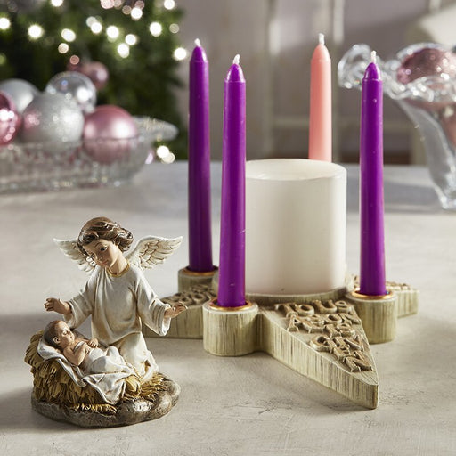 5" Nativity Angel Advent Two Piece Candleholder