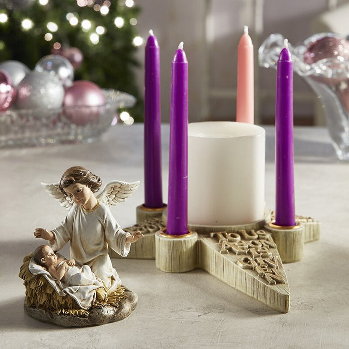 5" Nativity Angel Advent Two Piece Candleholder