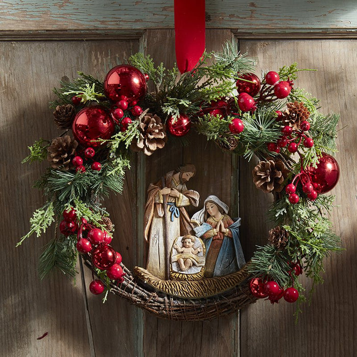 15"D Christmas Nativity Wreath