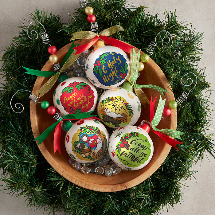 80mm Full-Color Ceramic Christmas Ornaments - O Come Let Us Adore Him