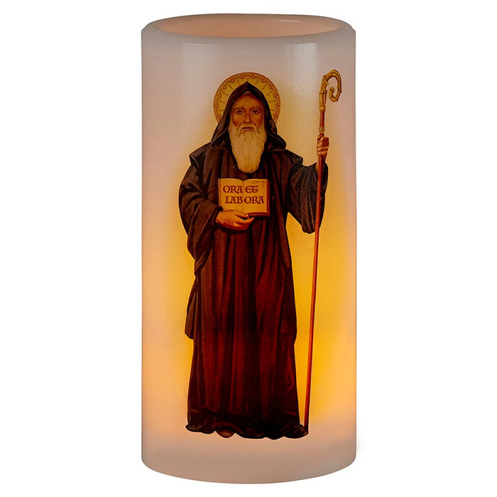 Flameless Devotional Candle - Saint Benedict