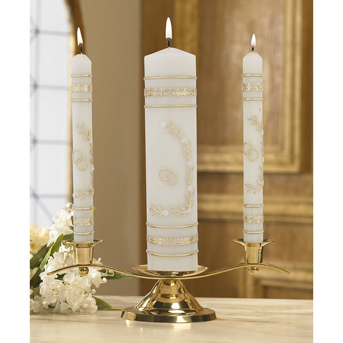 Flowers & Rings Wedding Unity Candle Set