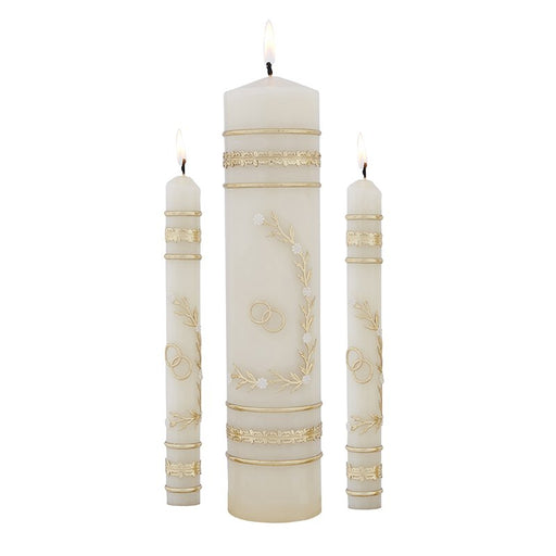 Flowers & Rings Wedding Unity Candle Set