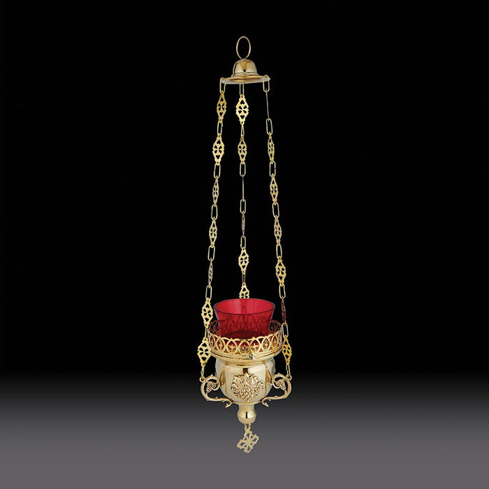 Brass Hanging Sanctuary Lamp with Ruby Glass Sanctuary Lamp Ornate Altar Sanctuary Lamp Sanctuary Lamp with globe Traditional Sanctuary Lamp