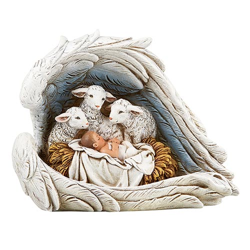 5"H Figurine Adoring Sheep At The Manger