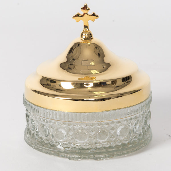 Glass Ablution Cup with Gold Plated Cover