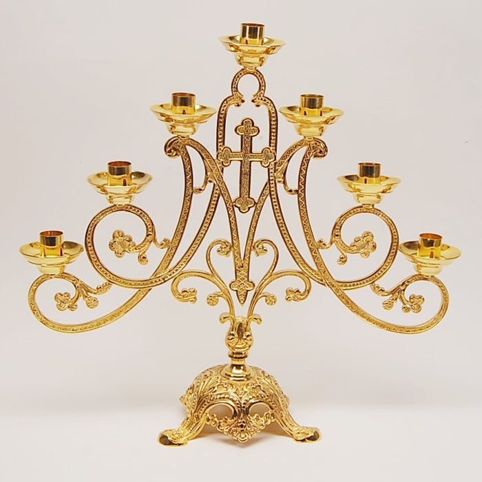 Candelabro de siete luces Ave María chapado en oro