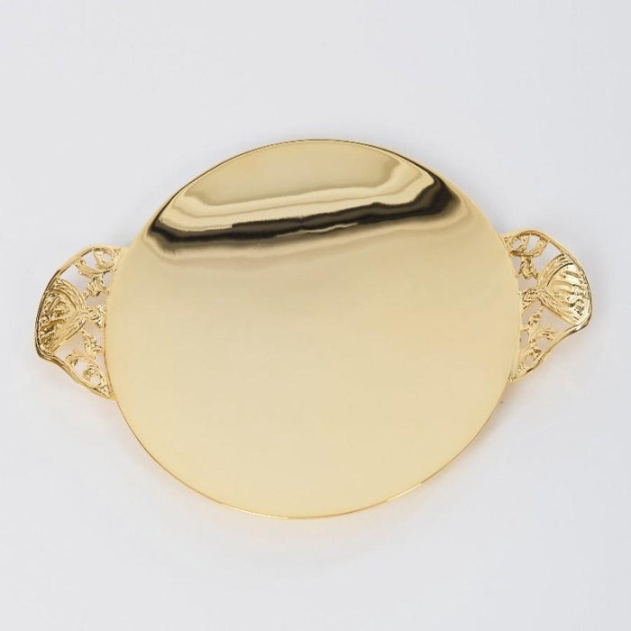 Gold Plated Church Service Communion Paten with Handles