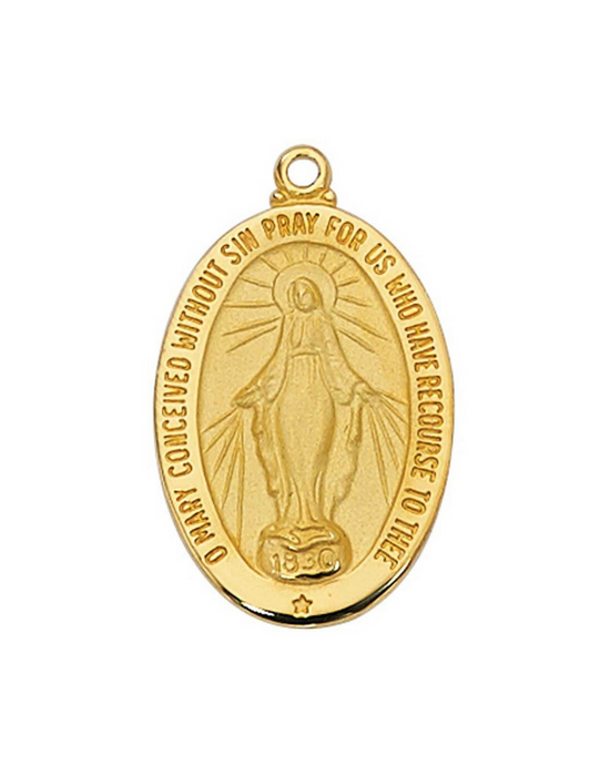 Gold Plated Pewter Miraculous Medal w/ 18" Chain Catholic Gifts Catholic Presents Gifts for all occasion